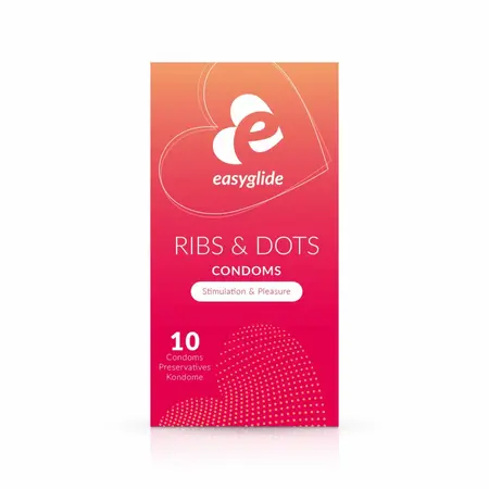 EasyGlide Ribbed & Dotted Anatomical kondomi, pakovanje od 10 komada, providni