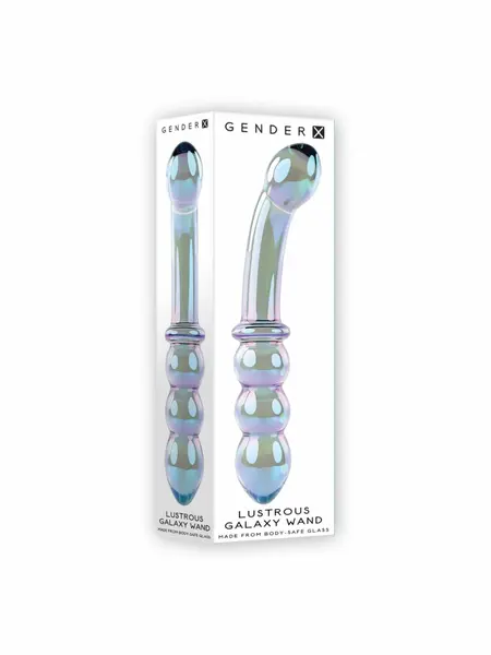 Evolved Shiny Wand Galaxy Glass Massager Iridescent Blue-Purple 19cm