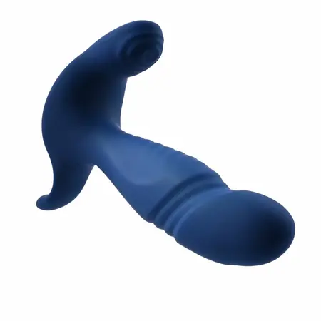 Evolved True Blue vibrirajući masažer sa dva motora od plavog silikona