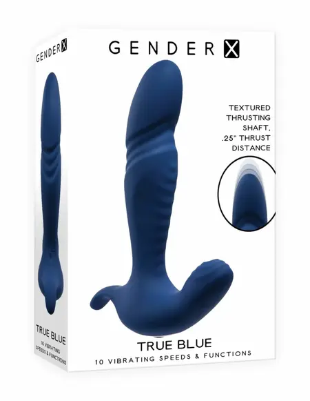 Evolved True Blue vibrirajući masažer sa dva motora od plavog silikona