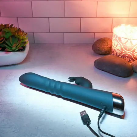 Evolved Rapid Rabbit Black Intimate Thrusting & Vibration Device