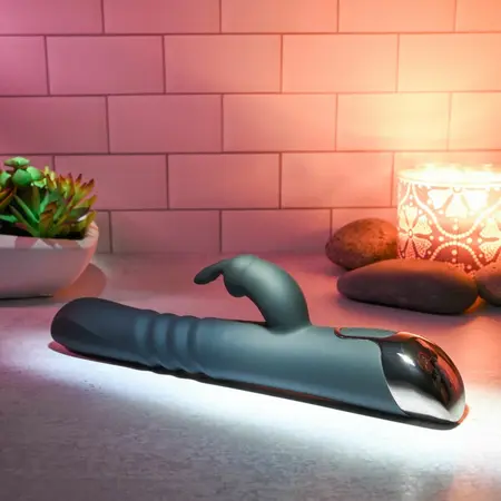 Evolved Rapid Rabbit Black Intimate Thrusting & Vibration Device