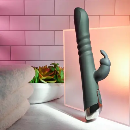 Evolved Rapid Rabbit Black Intimate Thrusting & Vibration Device