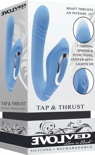 Evolved Tap and Thrust Light Blue intimni stimulator sa dva motora od silikona