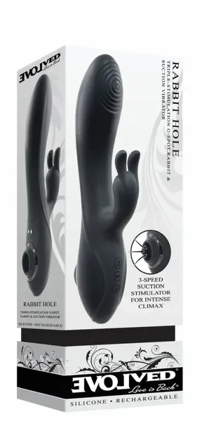 Evolved Rabbit Hole Dual-Action Intimate Device Black Silicone