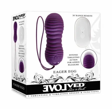 Evolved Eager Egg vodootporno vibrirajuće jaje sa daljinskim upravljačem u ljubičastoj boji