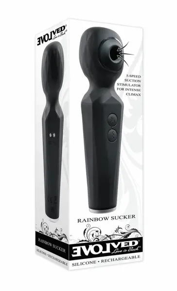 Evolved Rainbow Sucker Wand multifunkcionalni stimulator crni