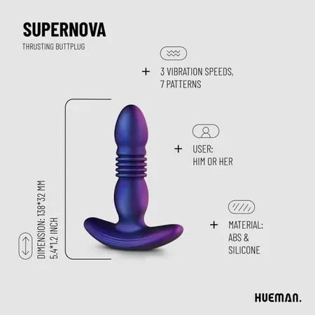 Hueman Motion silikonski čep sa funkcijom potiskivanja, 7 modova rada, vodootporan