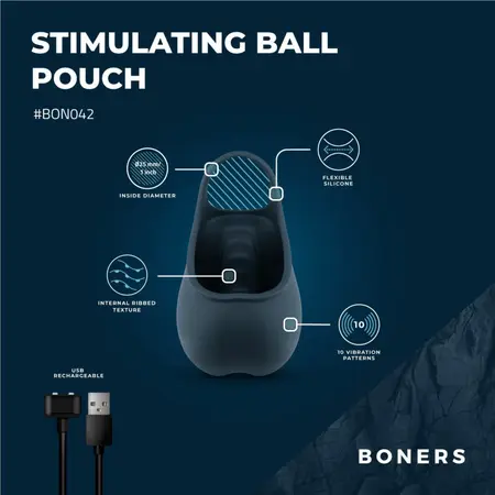 Boners Plavi stimulativni silikonski prsten i torbica 10-modni vodootporni sistem