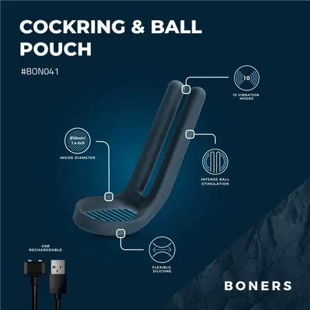Boners Blue silikonski prsten za stimulaciju sa vibracionim sistemom od 10 režima