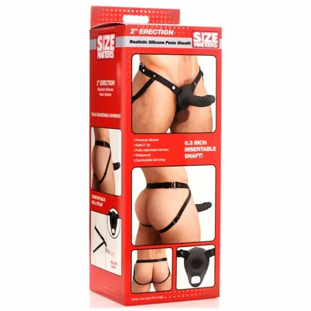 XR Brands Master Series Silicone Extension Sheath & Adjustable Harness Black