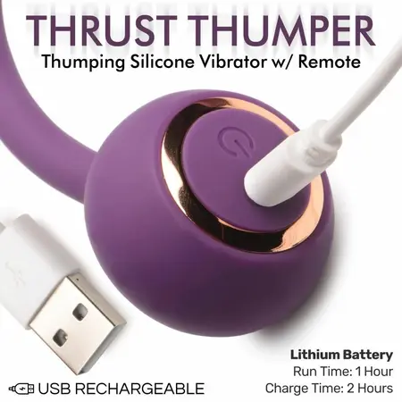 Thru Thumper silikonski stimulator sa potiskivanjem i bežičnim daljinskim upravljačem, crni