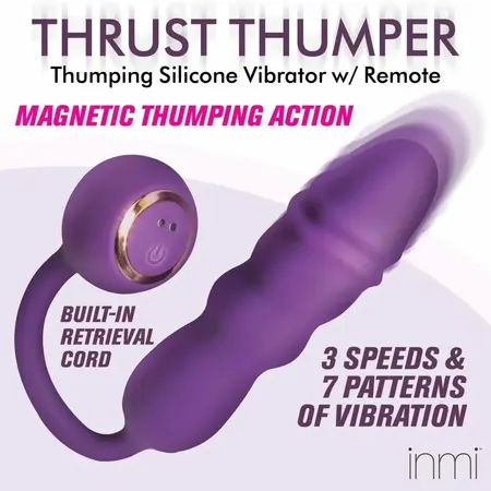 Thru Thumper silikonski stimulator sa potiskivanjem i bežičnim daljinskim upravljačem, crni