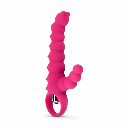TOYJOY Ribbed Tarzan Pink Silicone Dual Action Massager 18 cm