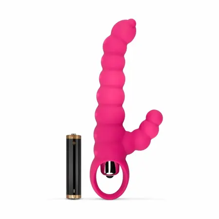 TOYJOY Ribbed Tarzan Pink Silicone Dual Action Massager 18 cm