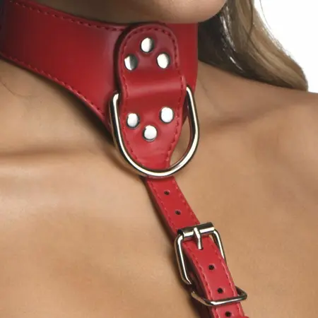 nsnovelties Chest Harness Red - Adjustable Vegan Leather Accessory