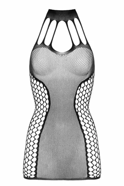 Besired Dania Black Sheer Mesh Dress with Halter Neckline