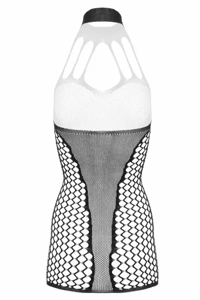 Besired Dania Black Sheer Mesh Dress with Halter Neckline