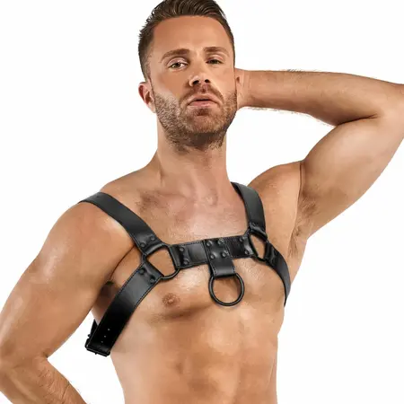 Bruno podesivi harness od veštačke kože crni 24 do 32 cm