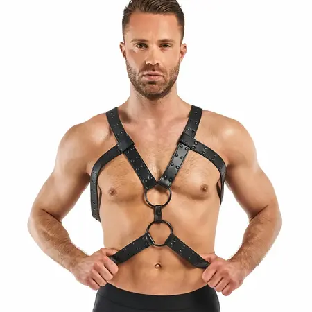 Rocco Bondage podesivi pojas od veštačke kože crni unisex model
