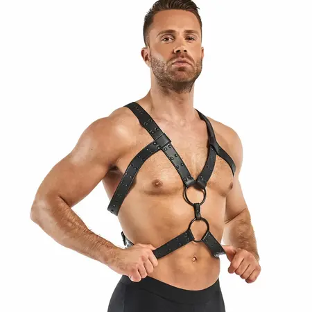 Rocco Bondage podesivi pojas od veštačke kože crni unisex model
