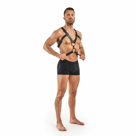 Rocco Bondage podesivi pojas od veštačke kože crni unisex model