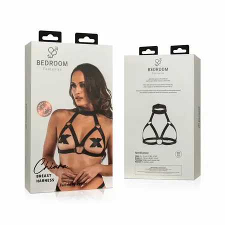 Chiara podesivi bondage harness od crne eko kože 63 do 90 cm