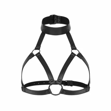 Chiara podesivi bondage harness od crne eko kože 63 do 90 cm