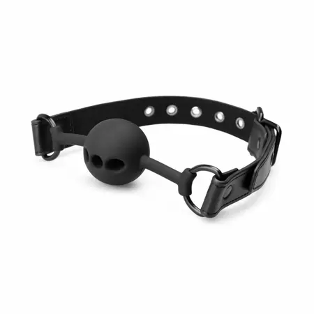 EasyToys Prozračni silikonski kuglica gag Crni - Podesivi udobni kroj 4.1cm