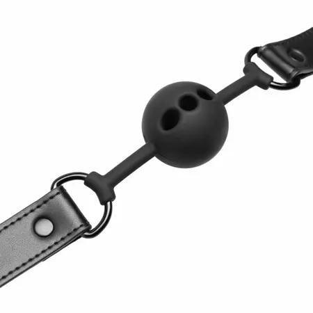 EasyToys Prozračni silikonski kuglica gag Crni - Podesivi udobni kroj 4.1cm