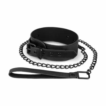 EasyToys podesiva ogrlica od veštačke kože sa metalnim lancem 47cm