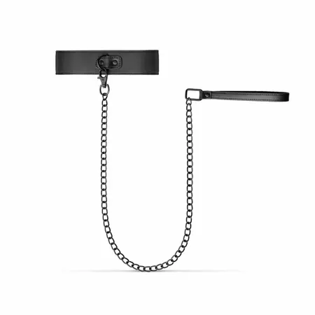 EasyToys podesiva ogrlica od veštačke kože sa metalnim lancem 47cm