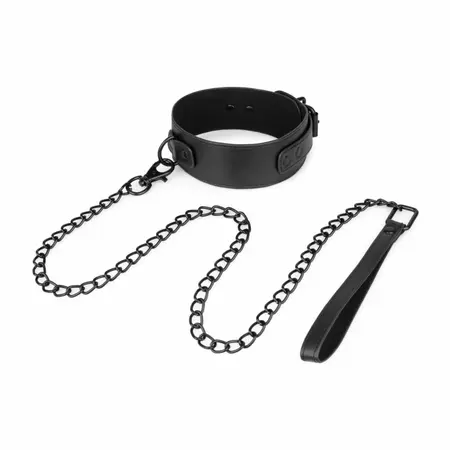 EasyToys podesiva ogrlica od veštačke kože sa metalnim lancem 47cm