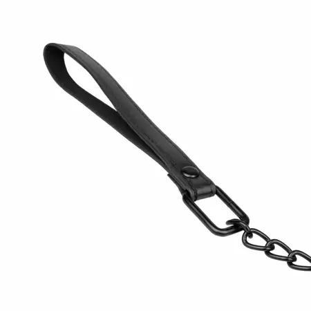 EasyToys podesiva ogrlica od veštačke kože sa metalnim lancem 47cm