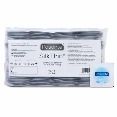 Pasante Silk Thin 144 Ultra-Thin Latex Condoms - Large Pack