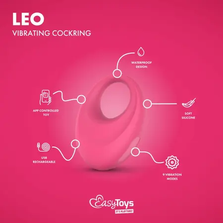 EasyConnect Leo vibrirajući silikonski prsten sa aplikacijom crni