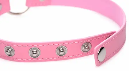 Kinky Kitty Slim Adjustable Choker Pink Vegan Leather Cat Ring