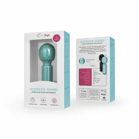 EasyToys Mini Wand Aqua - Compact Rechargeable Massage Device, 10 Modes