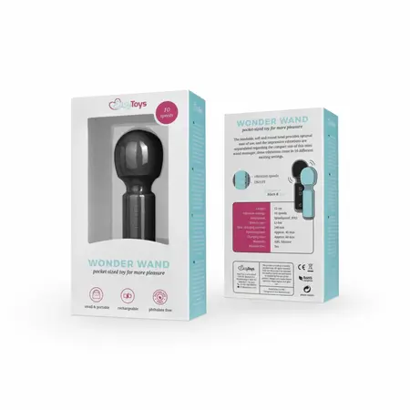 EasyToys Mini Vibe Wand crni masažer, kompaktan model sa punjivom baterijom