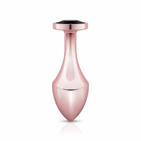 Rosy Gold Nouveau geometrijski analni čep sa crnim kristalom