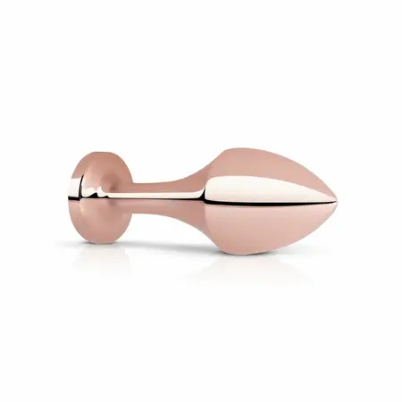 Rosy Gold Nouveau geometrijski analni čep sa crnim kristalom