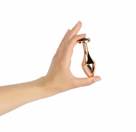 Rosy Gold Nouveau geometrijski analni čep sa crnim kristalom