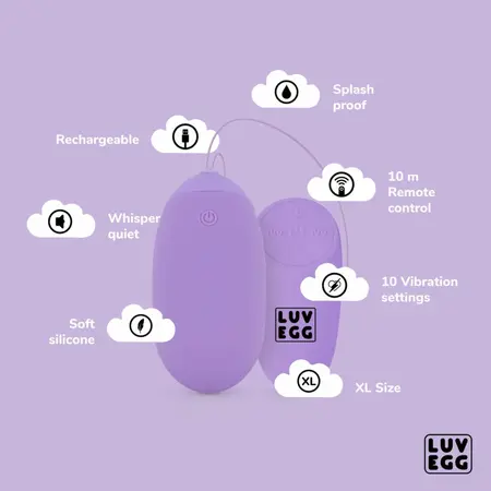 Easytoys Luv Egg XL Purple, silikonska intimna igračka na daljinsko upravljanje