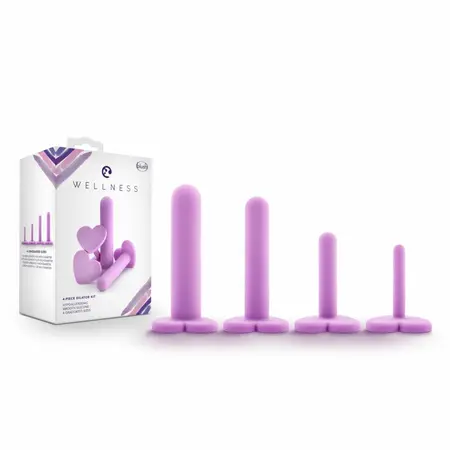Blush Wellness Silikonski dilatator komplet Ljubičasti 4 veličine Anatomski dizajn