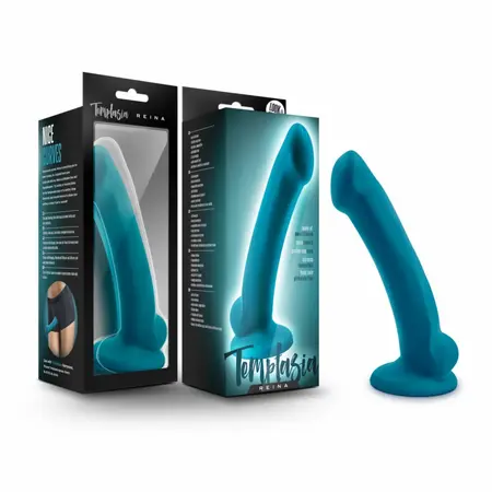 Blush Temptasia Reina silikonska intimna igračka tirkizna 18.4 cm kompatibilna sa pojasom