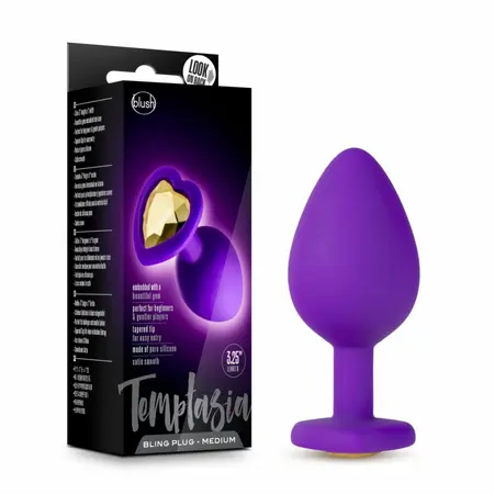Blush Temptasia Heart Base Plug Medium Purple silikonski analni čep sa ukrasnim kamenom