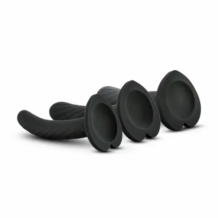 Blush Novelties Temptasia Twist silikonski set od 3 veličine sa vakuum postoljem, ljubičasti