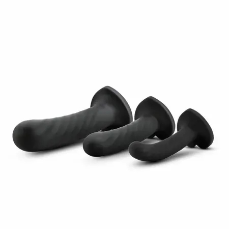 Blush Novelties Temptasia Twist silikonski set od 3 veličine sa vakuum postoljem, ljubičasti