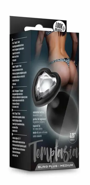 Blush Temptasia Bling Plug Medium crni, elegantan intimni aksesoar