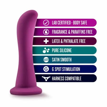 Blush Temptasia Bellatrix silikonski dildo sa vakuum postoljem, boja šljive, 15.8 cm